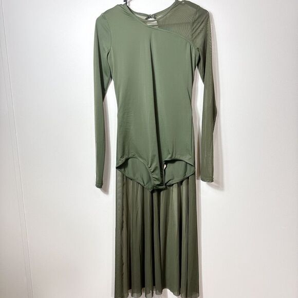balera Dresses & Skirts - Balera Dance Dress Women Medium-Adult Green Mesh Crew Neck Long Sleeves‎ Outdoor